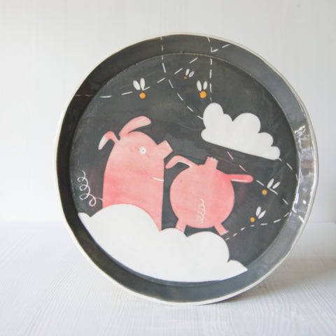 Pigs Watching Flies, medium plate