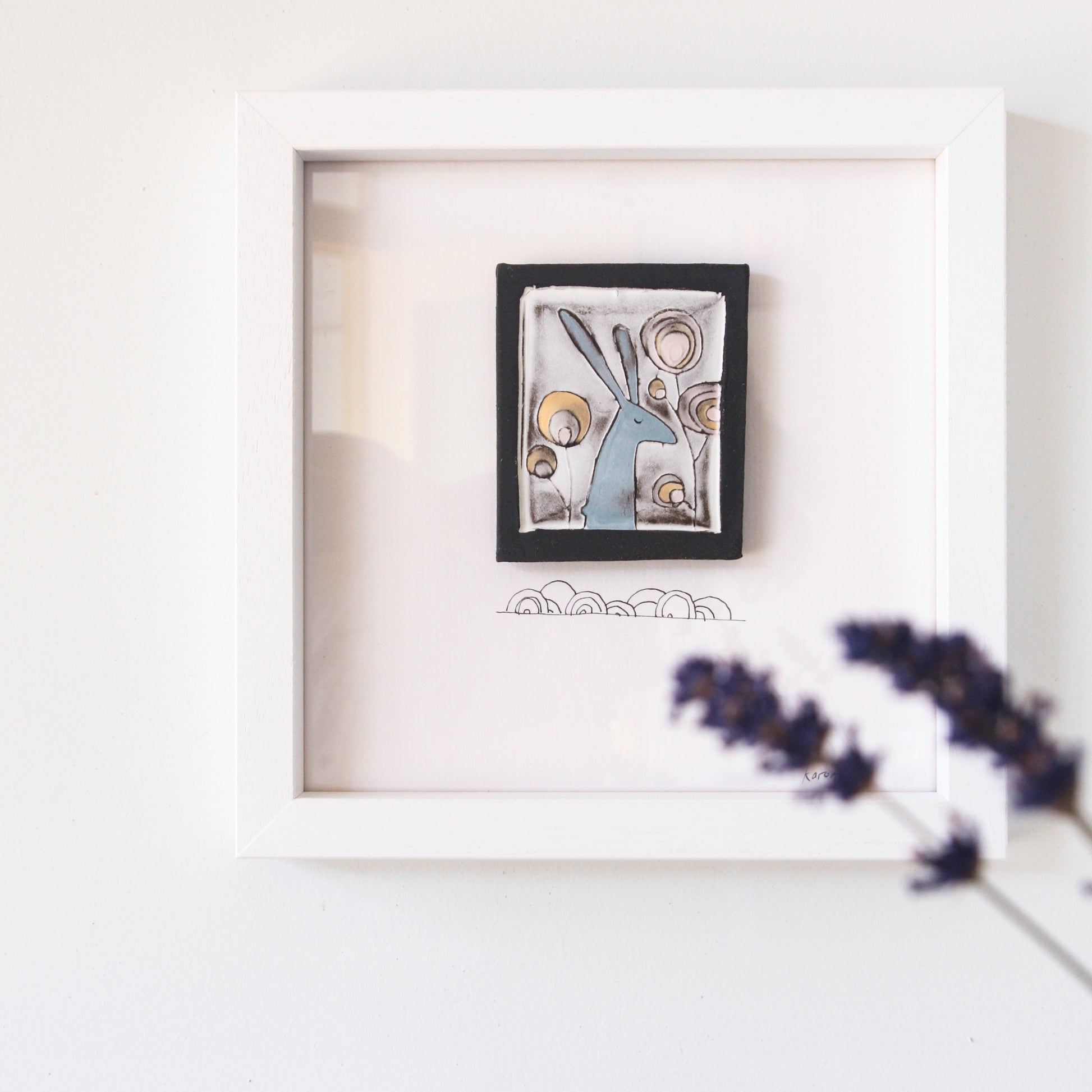 The Hare - wall art tile(coloured)