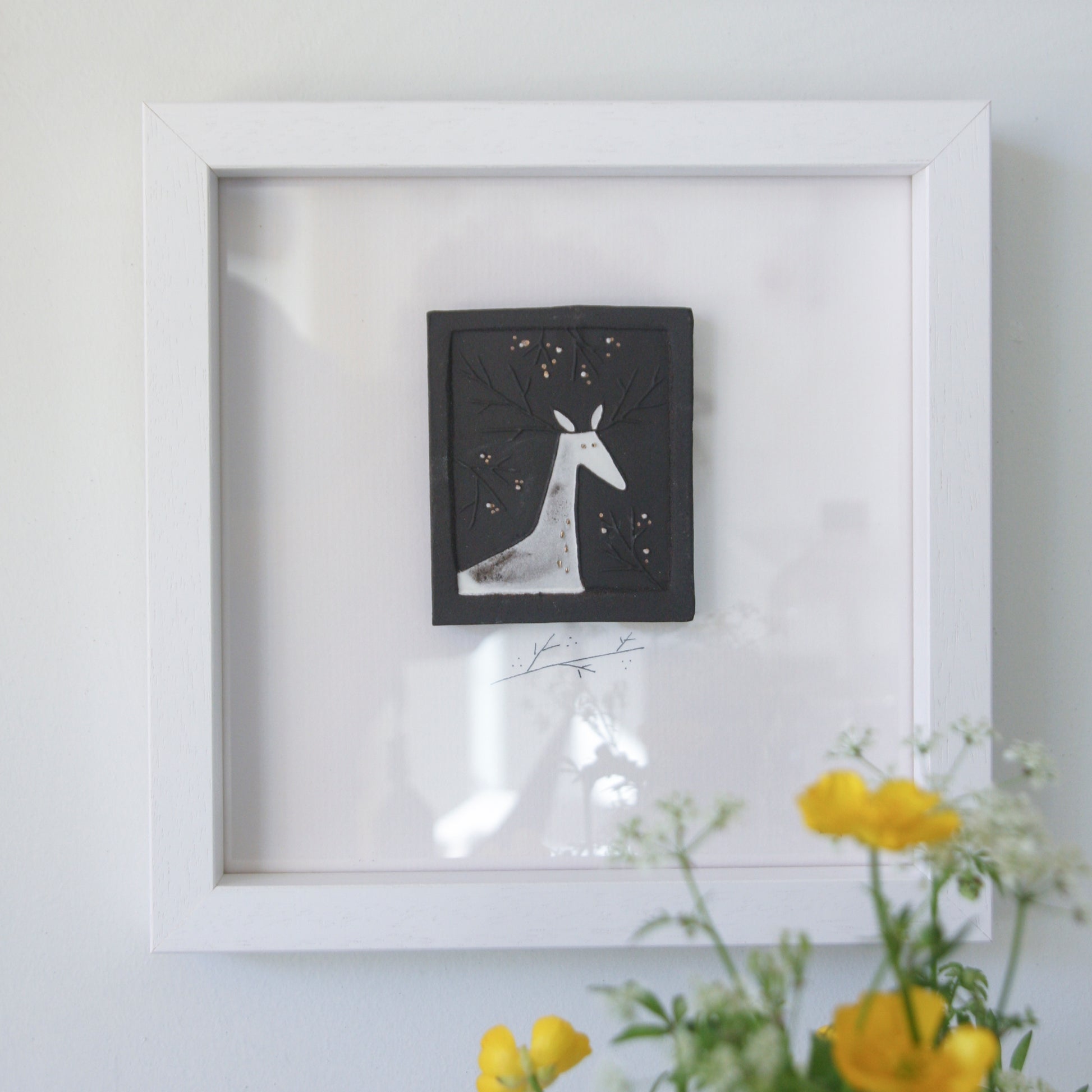 The Deer - framed wall art (gold detail)