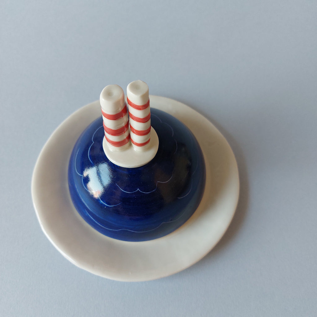 Poolbeg Butter Dish, cobalt blue