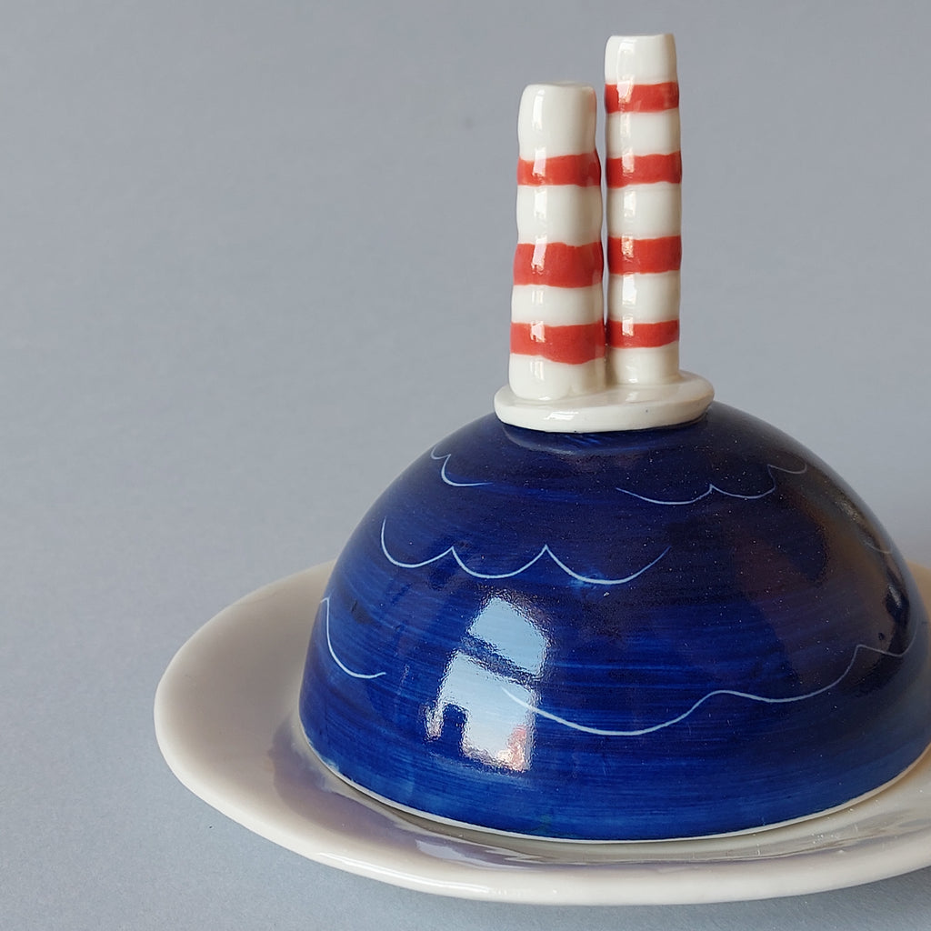 Poolbeg Butter Dish, cobalt blue