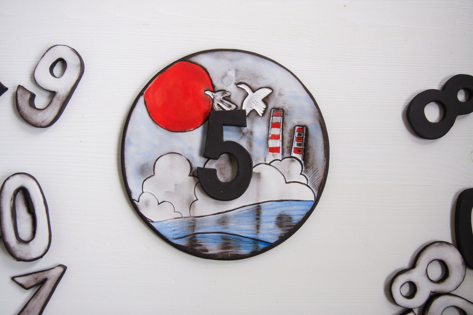 Black Clay House Signs, various designs