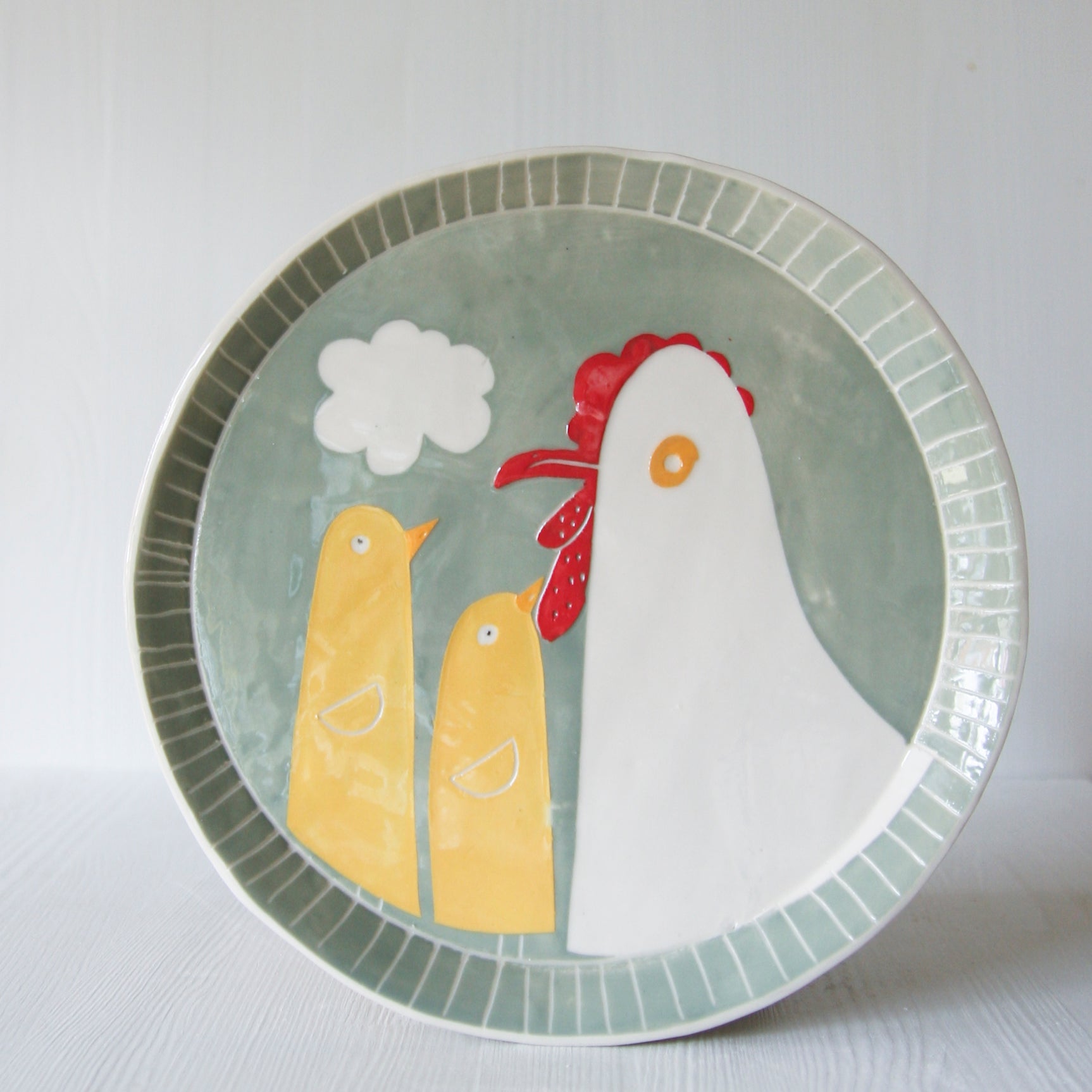 Three Chickens, large plate