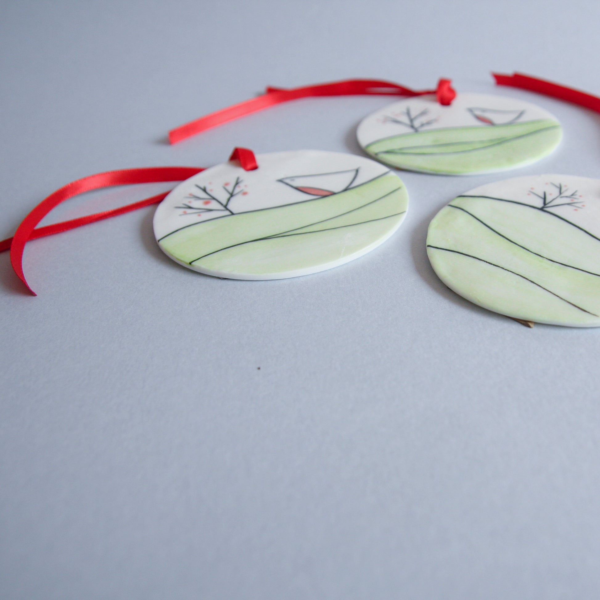 Robins and Winter Berries - disc ornament
