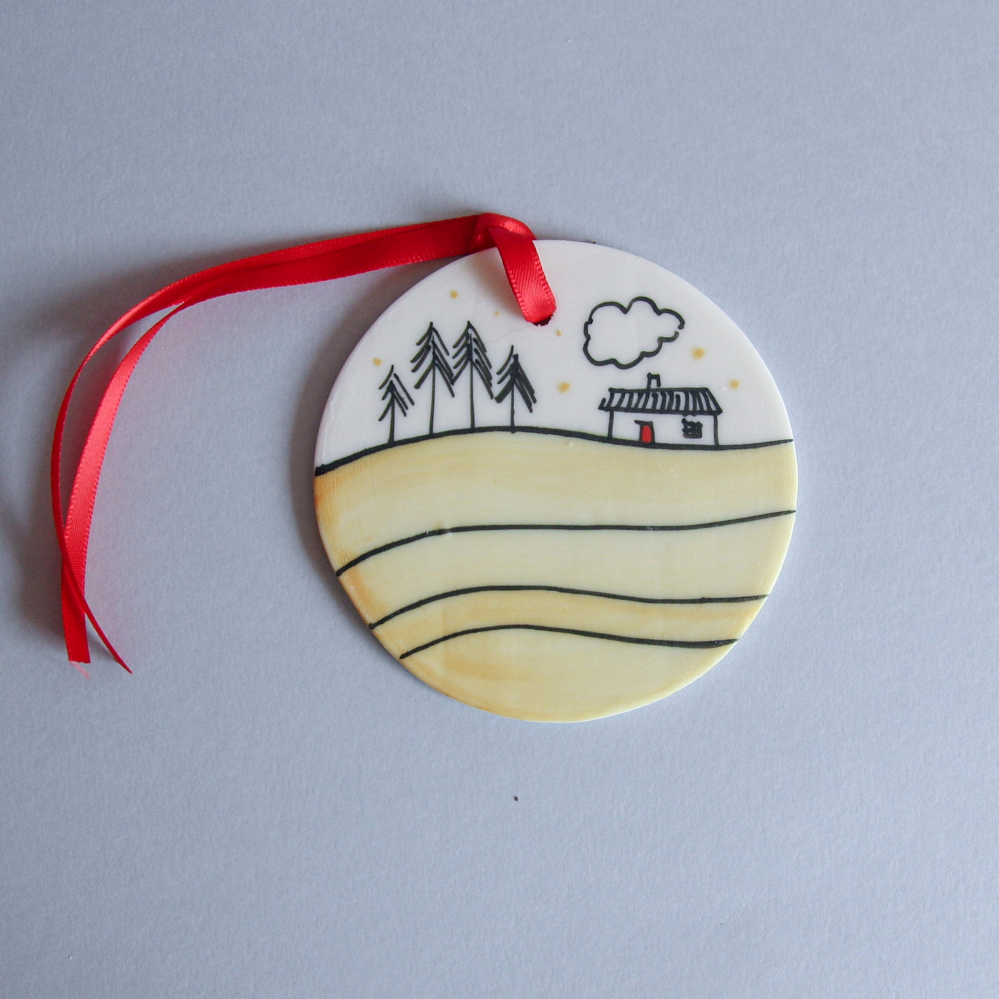 Thatched Cottage - disc ornament