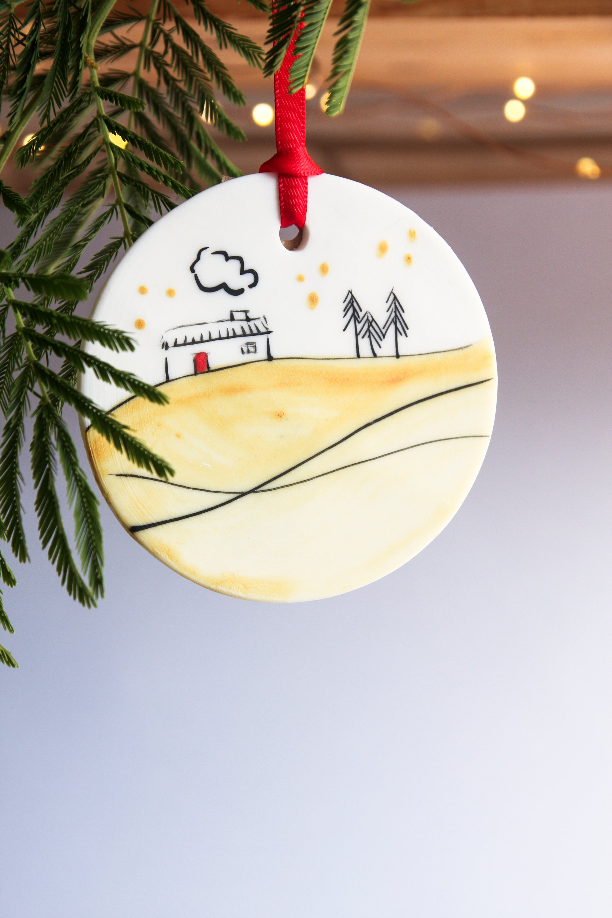 Thatched Cottage - disc ornament