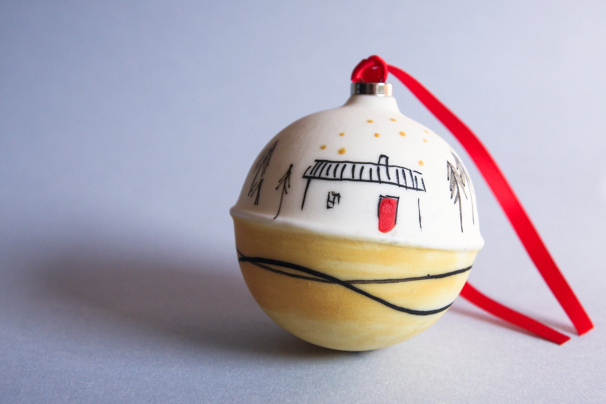 Thatched Cottage - porcelain bauble