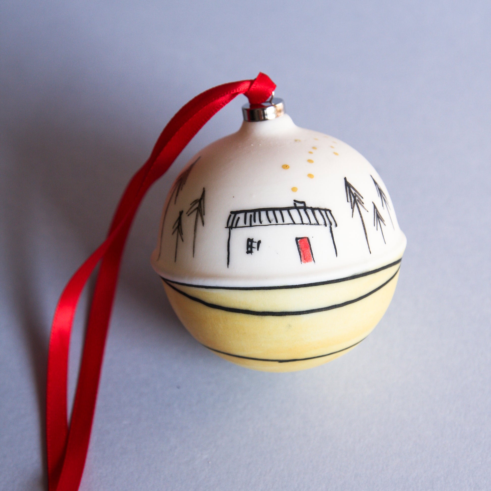 Thatched Cottage - porcelain bauble