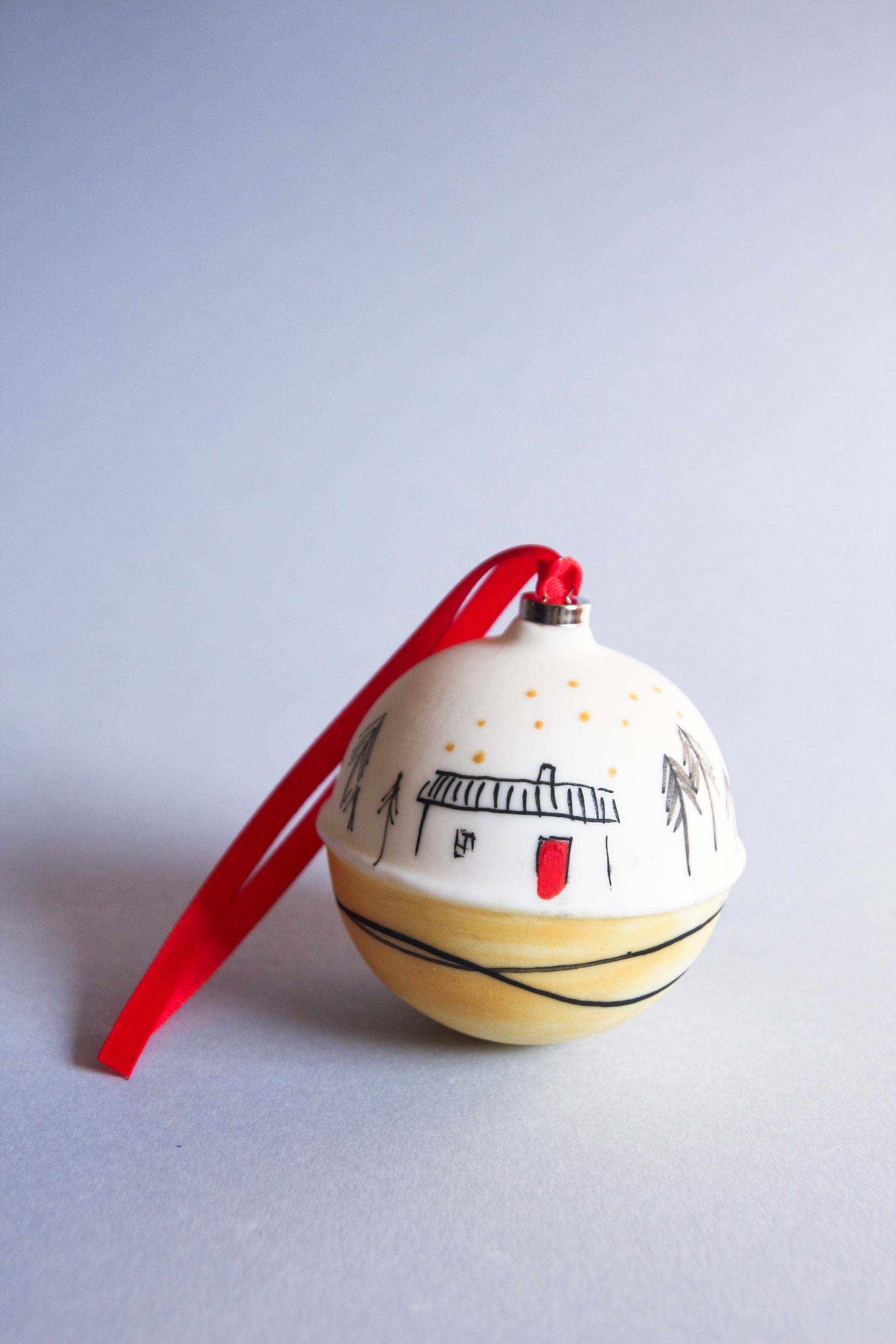 Thatched Cottage - porcelain bauble