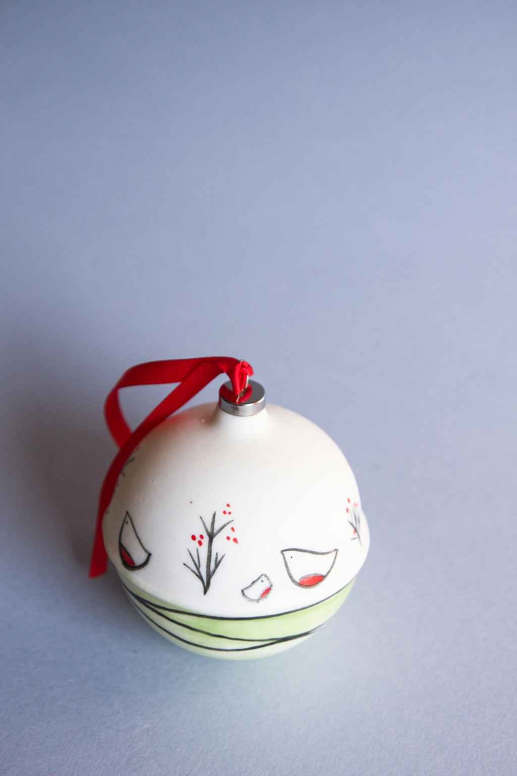 Robins and Winter Berries- porcelain bauble