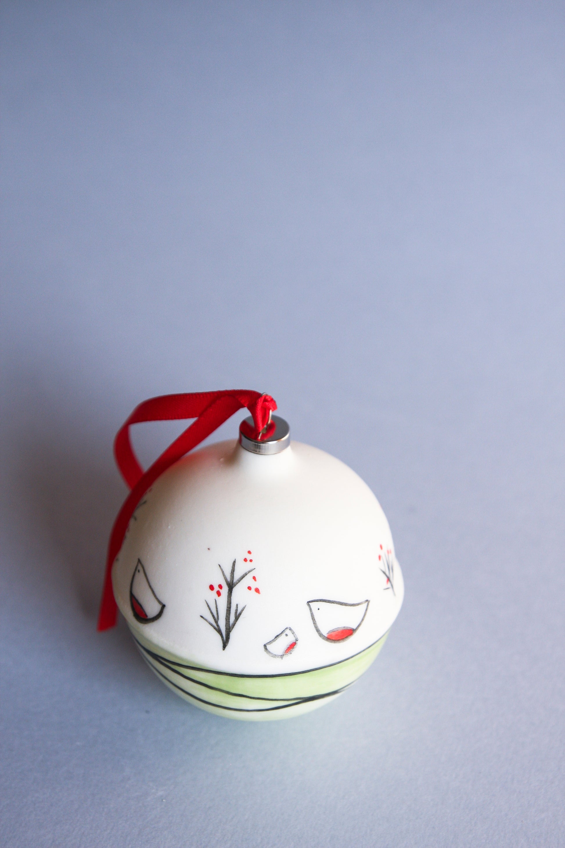Robins and Winter Berries- porcelain bauble