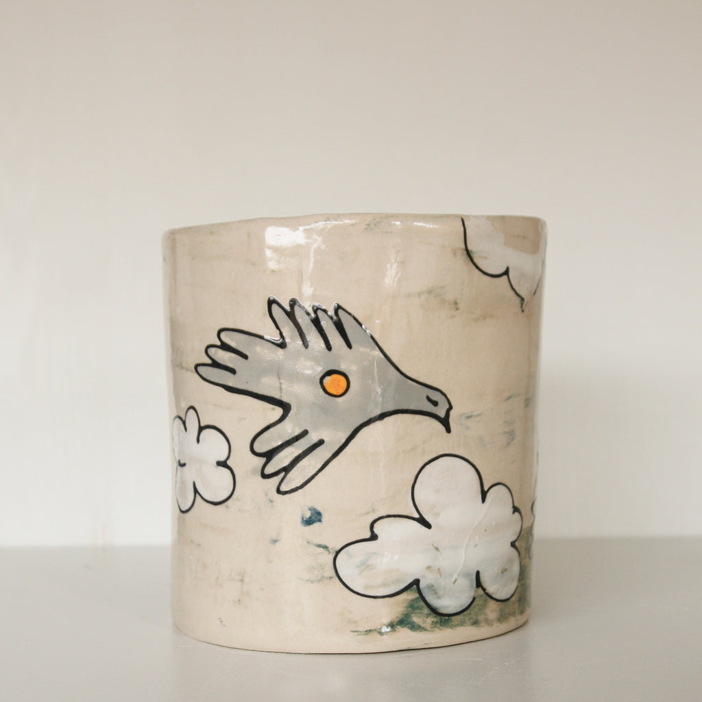 Marbled Clay Bird Planter