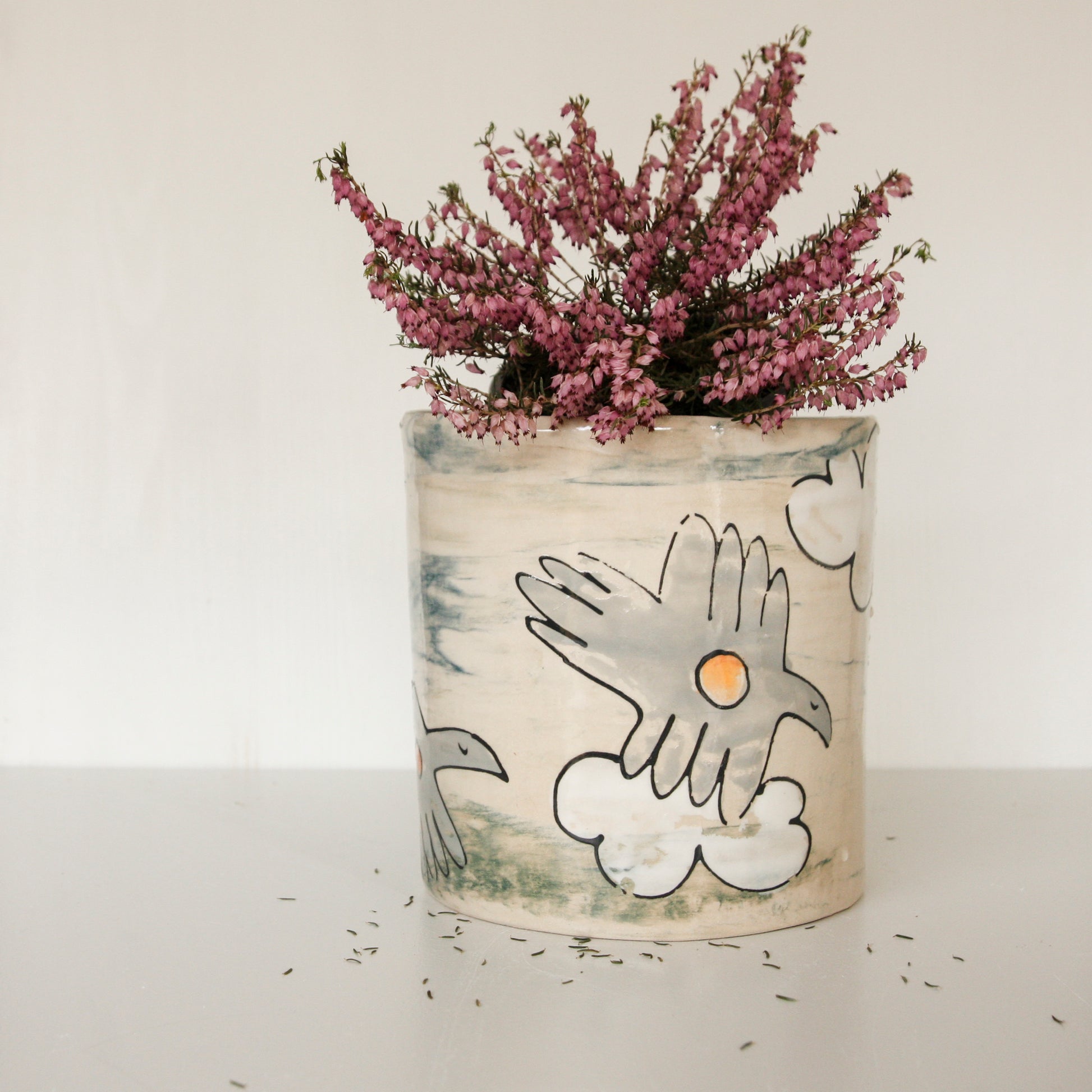 Marbled Clay Bird Planter