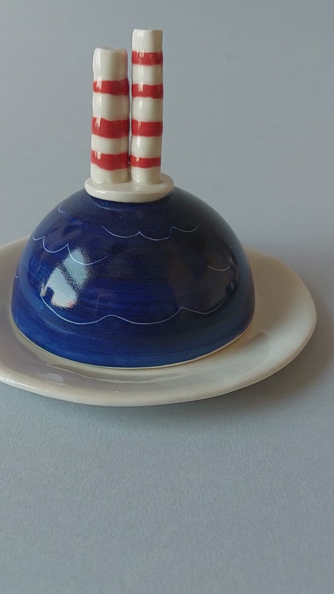 Poolbeg Butter Dish, cobalt blue