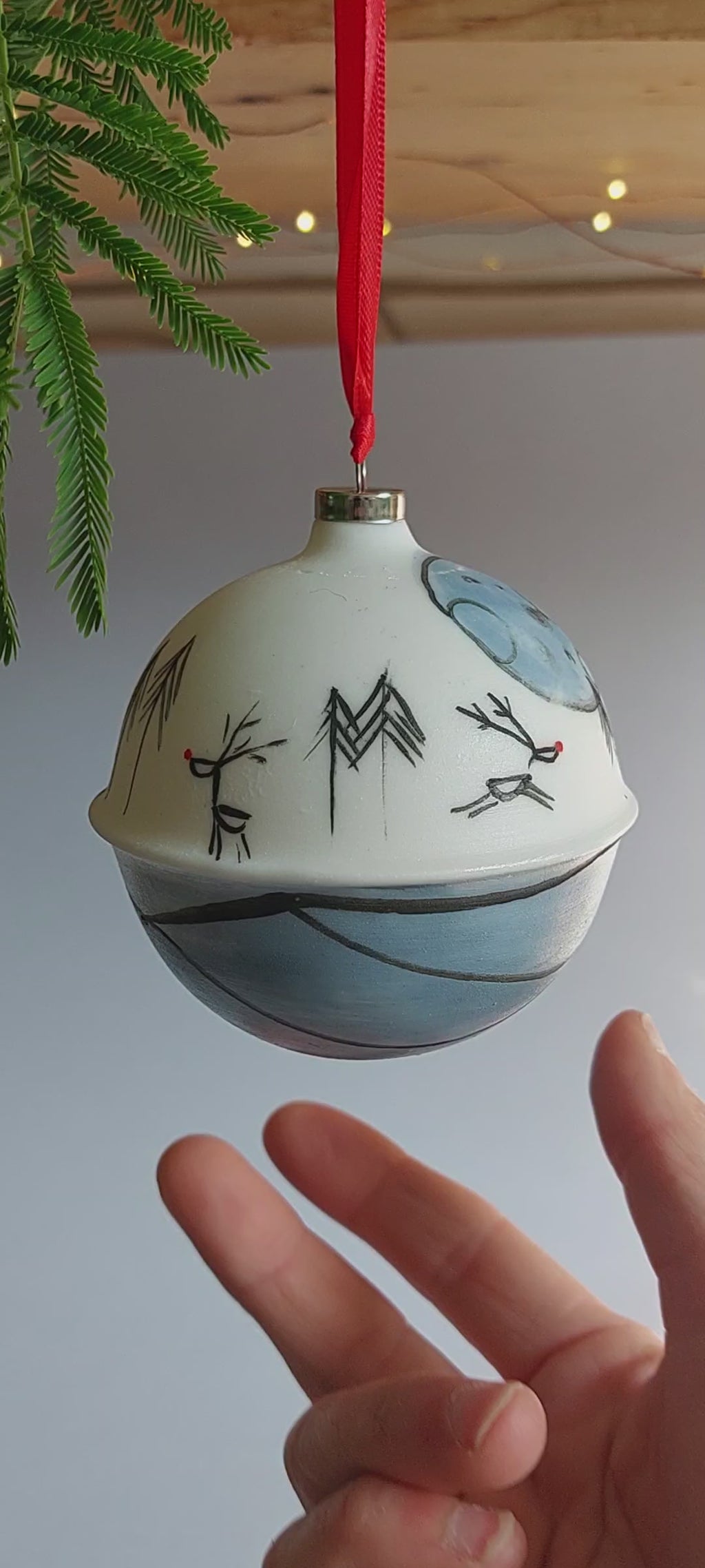 Reindeer at Full Moon Bauble