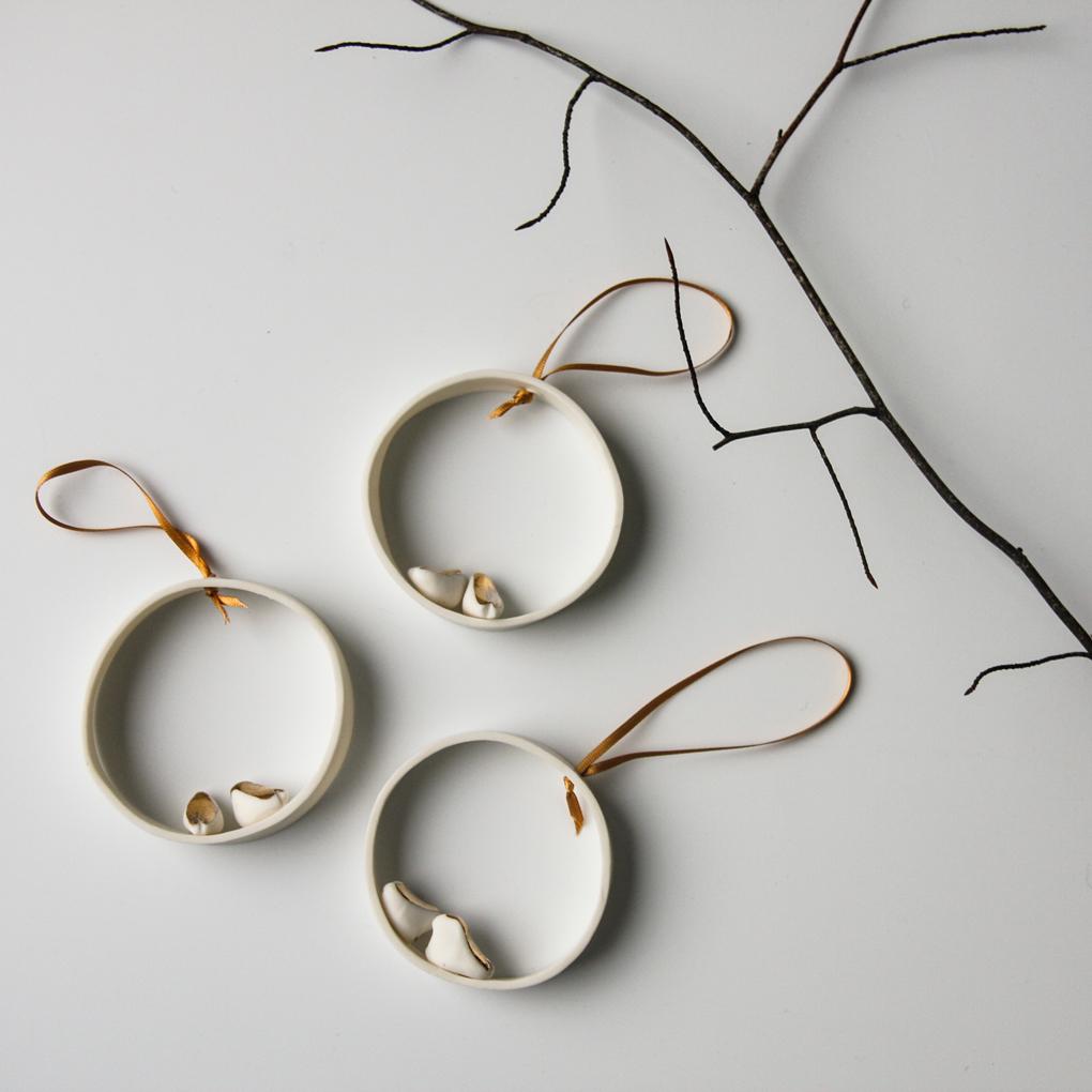 Love Bird Hoop Ornaments, ready to ship