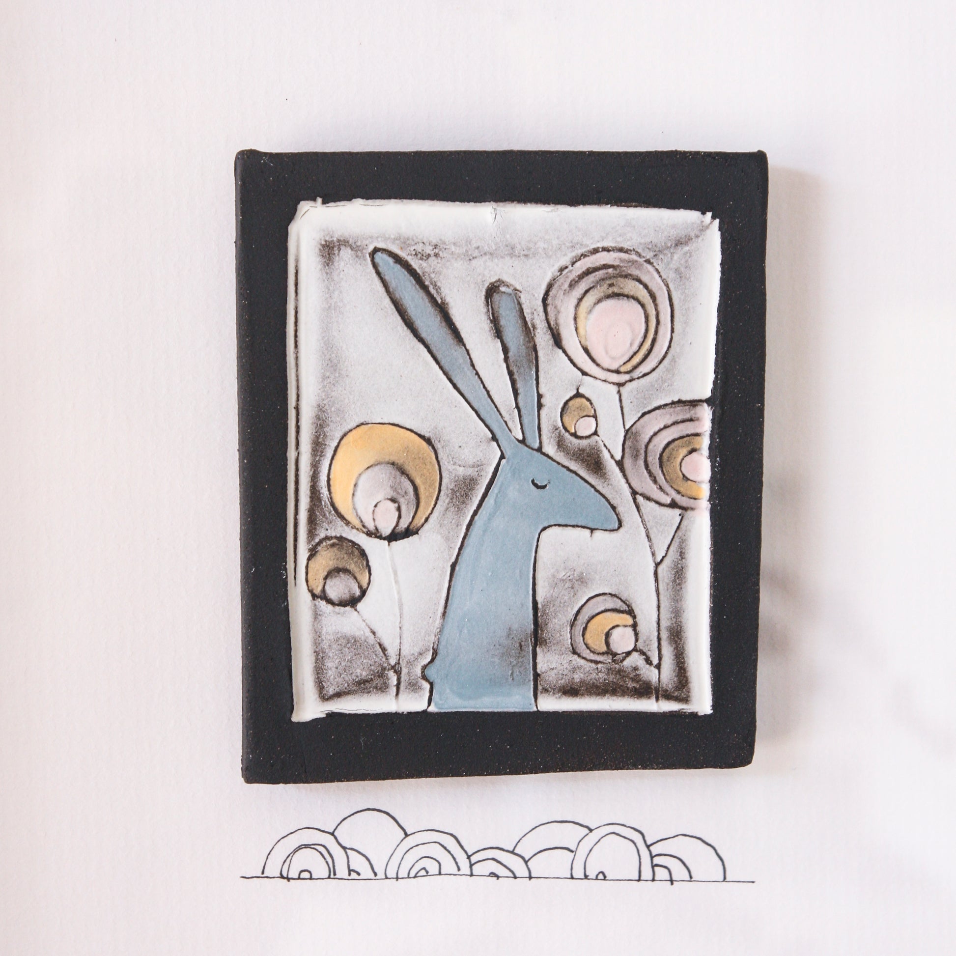 The Hare - wall art tile(coloured)