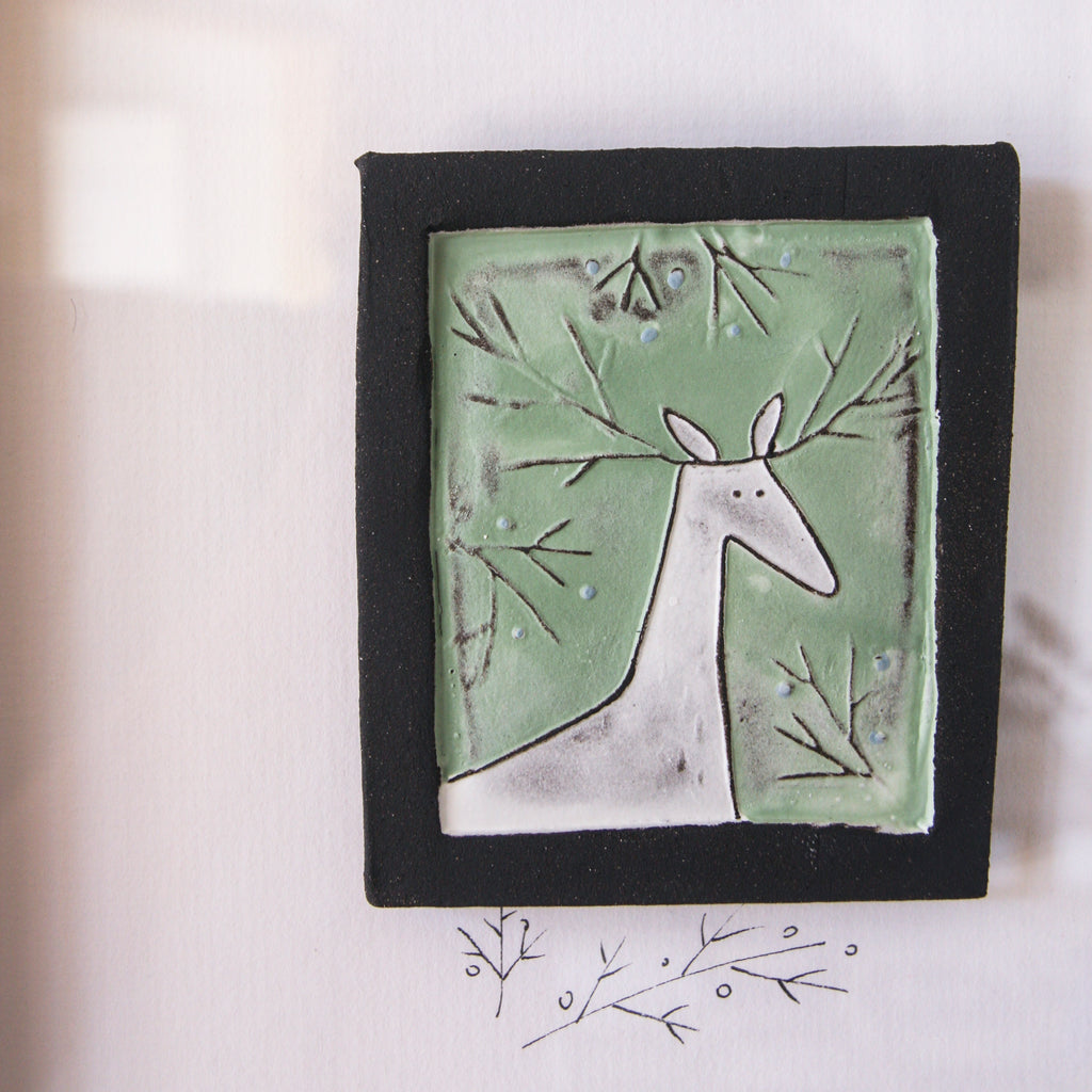 The Deer - wall art (coloured)