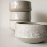 Soup- Size Relief Bowls, Grey, Various Designs