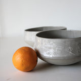Large Deep Relief Bowls, Grey, Various Designs