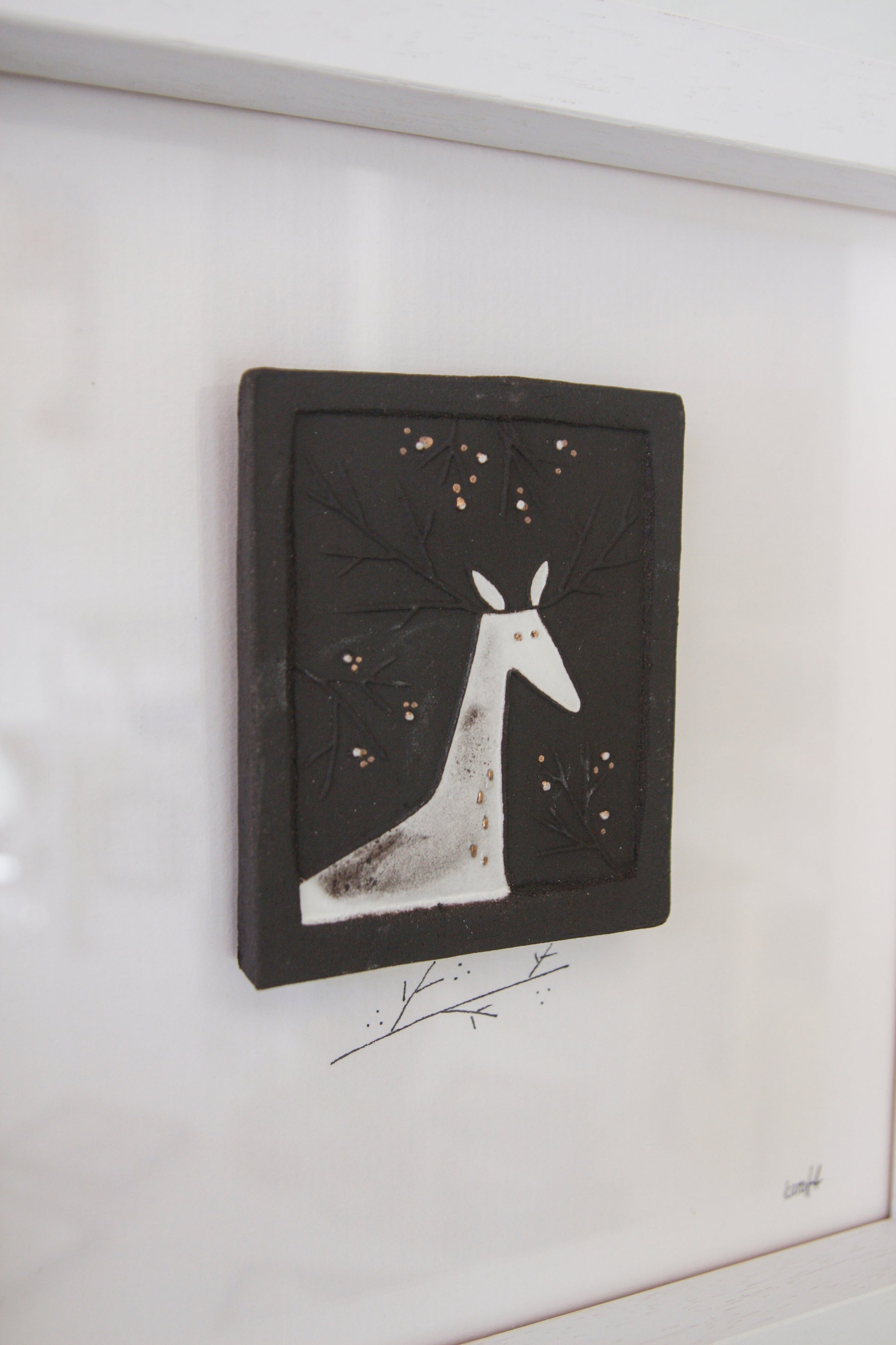 The Deer - framed wall art (gold detail)