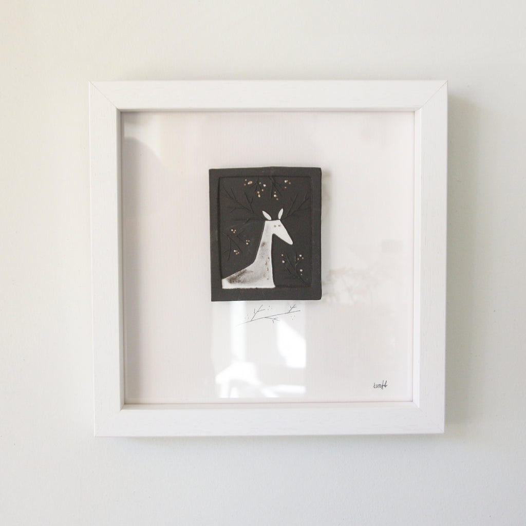 The Deer - framed wall art (gold detail)