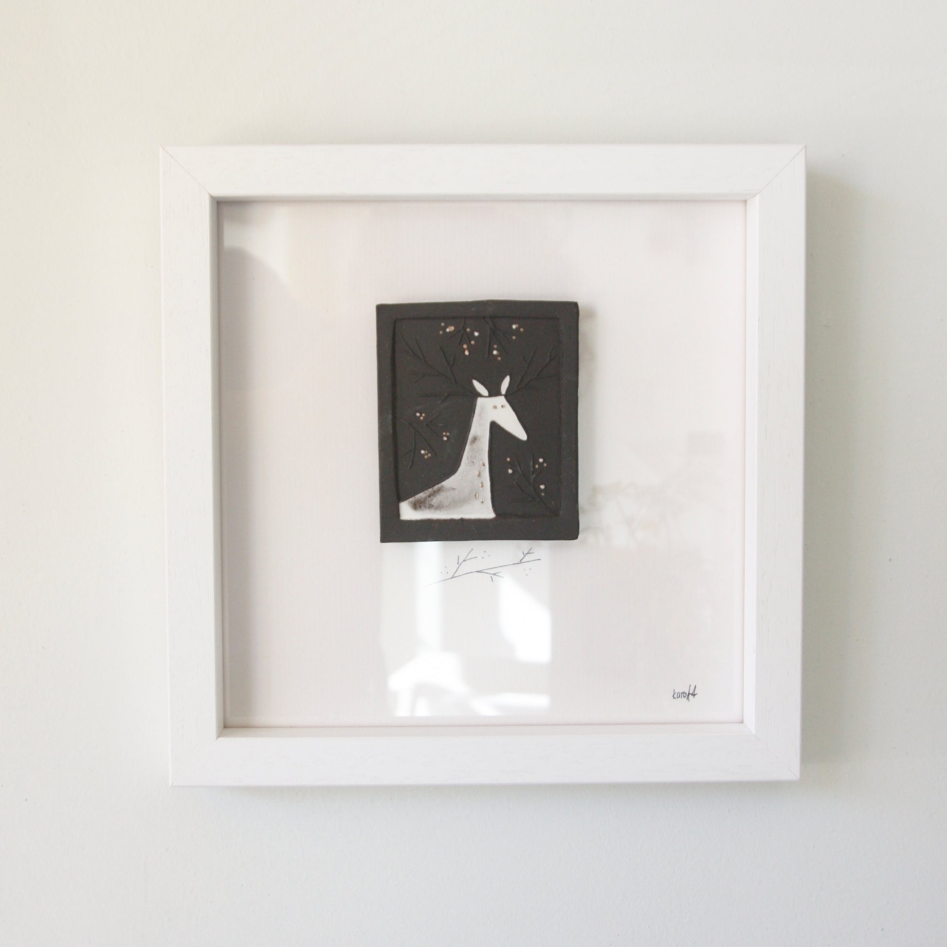 The Deer - framed wall art (gold detail)