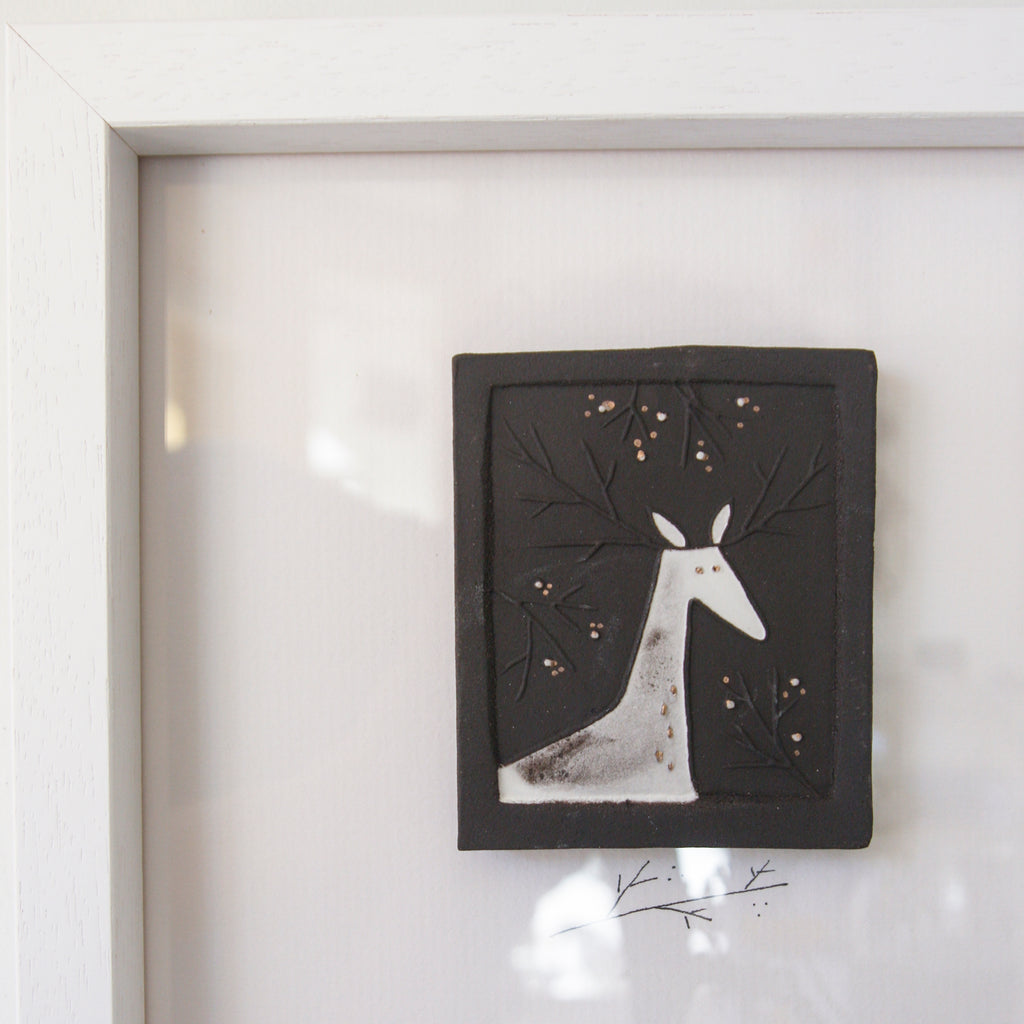 The Deer - framed wall art (gold detail)