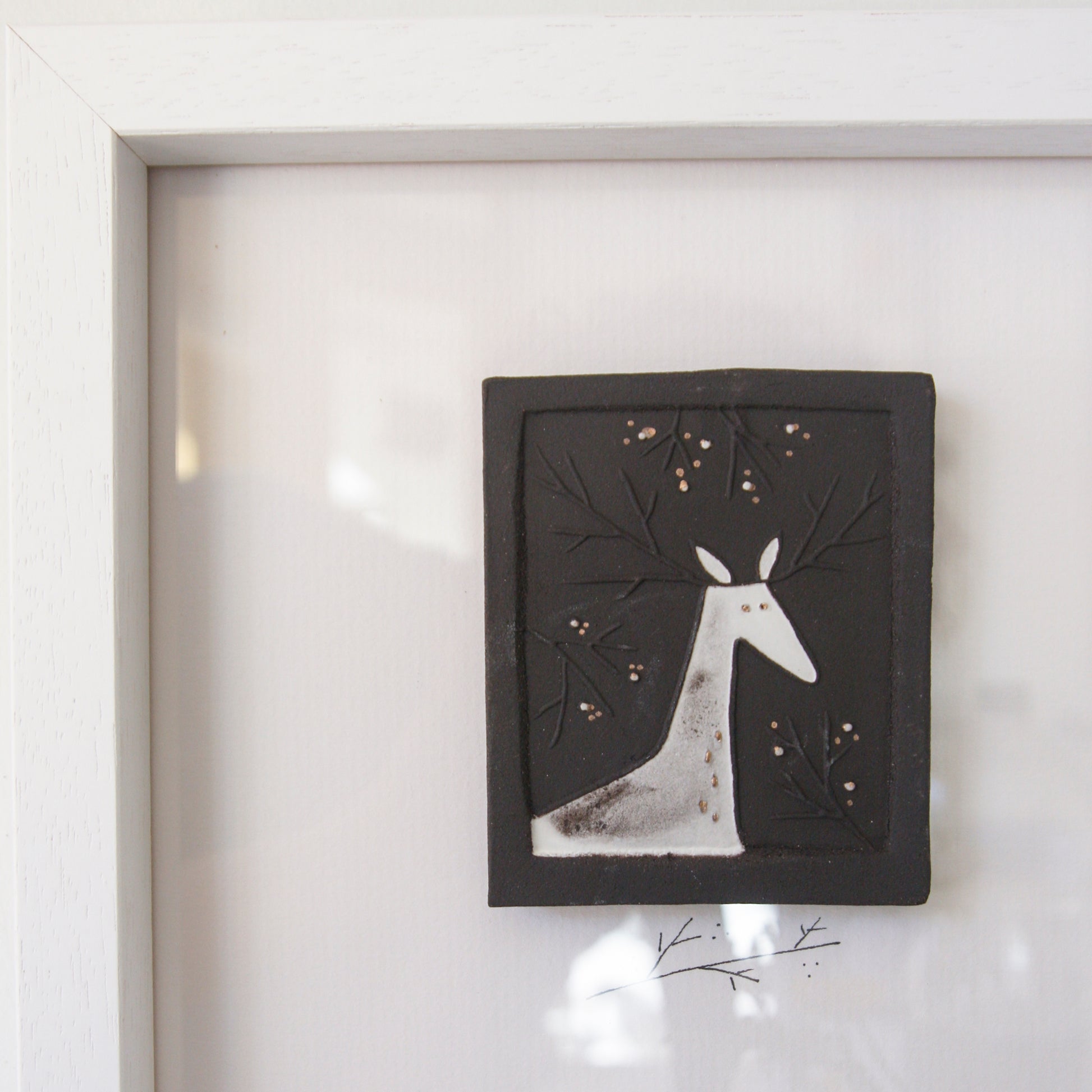 The Deer - framed wall art (gold detail)