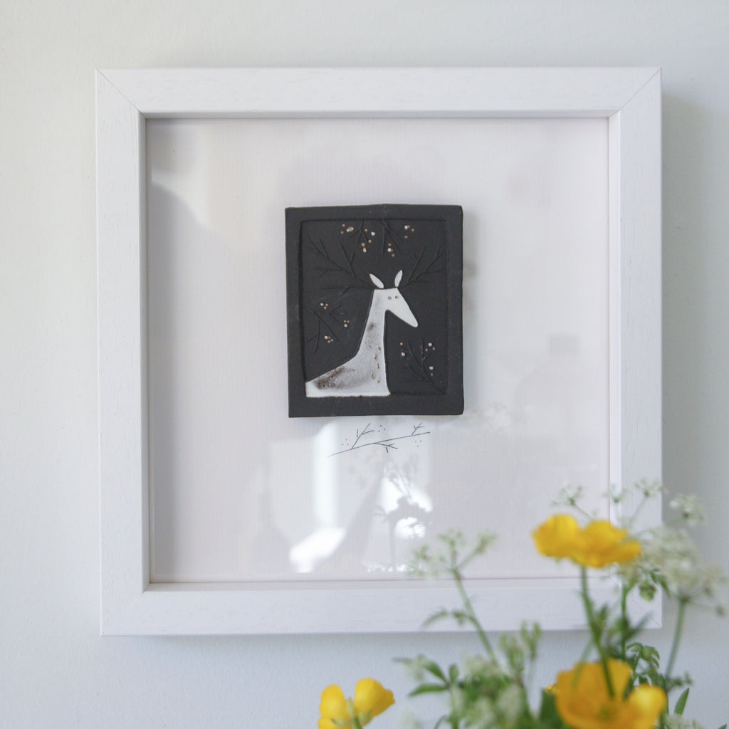 The Deer - framed wall art (gold detail)