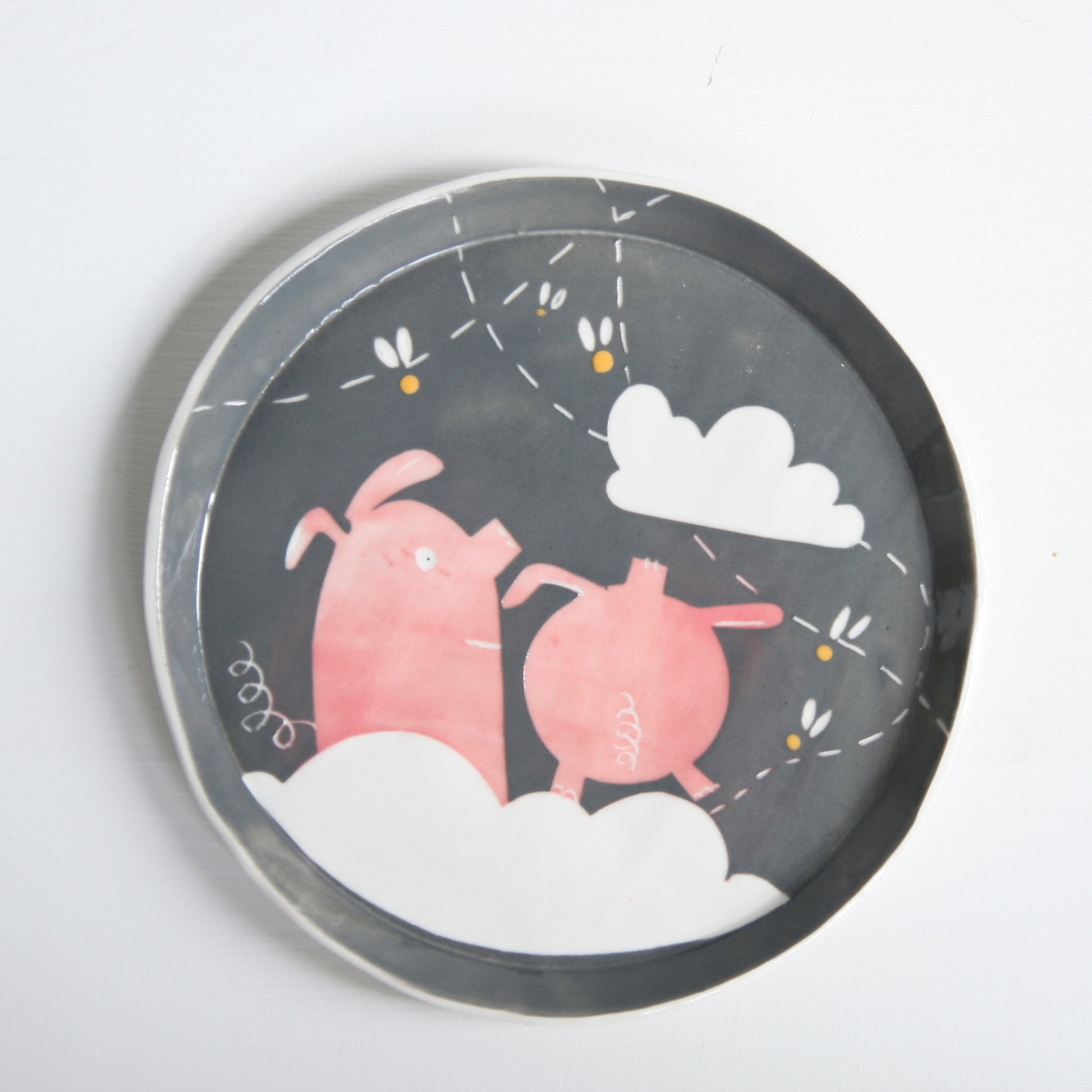 Pigs Watching Flies, medium plate